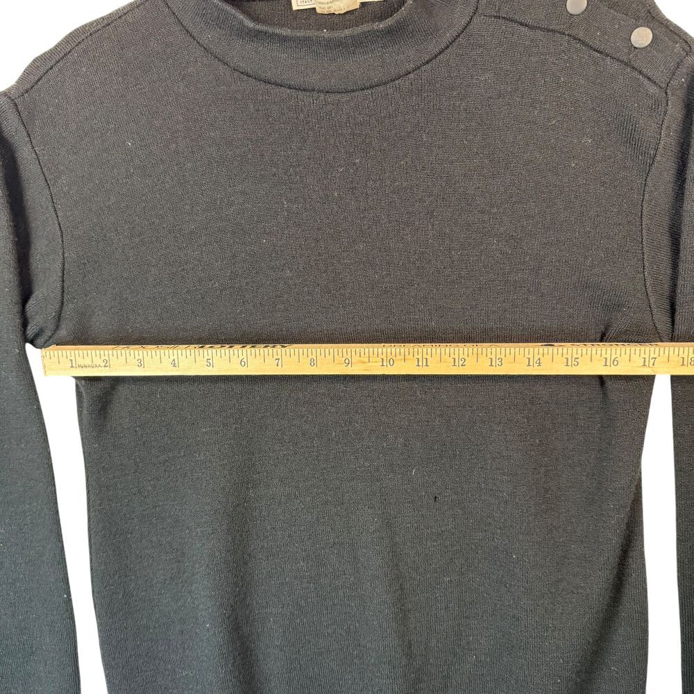 Daniel La Torre Italy Black Wool Blend Mock Neck Sweater Button Shoulder Size S - Picture 7 of 8